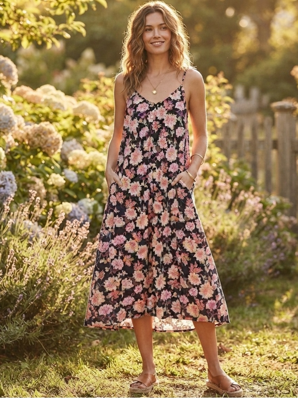 Old Navy Navy and Pink Floral Dress